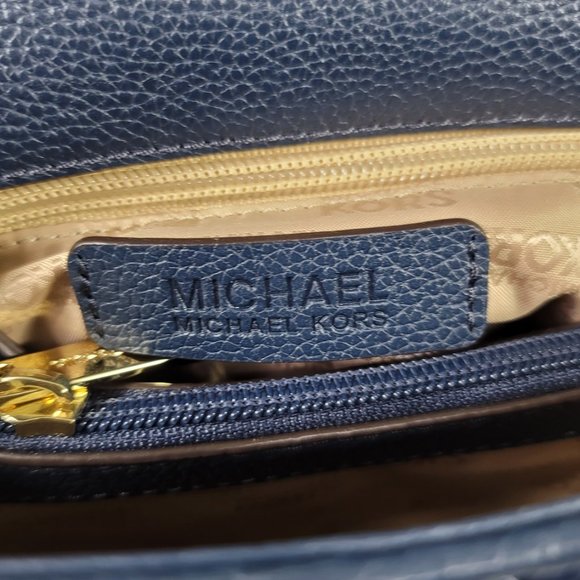 Michael Kors Karson Mini Satchel Lugage Blue Top Handle Crossbody - Picture 12 of 13